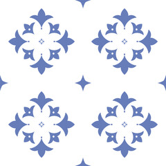 Vector. Seamless mediterranean geometric pattern, ornamental swatches. Talavera template. Portuguese Azulejo. Turkish decoration. Moroccan mosaic. Spanish porcelain. Ceramic dishes, folk ornament.