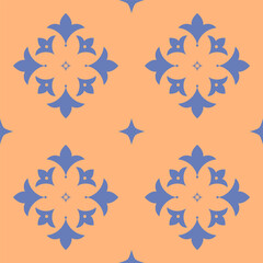 Vector. Seamless mediterranean geometric pattern, ornamental swatches. Talavera template. Portuguese Azulejo. Turkish decoration. Moroccan mosaic. Spanish porcelain. Ceramic dishes, folk ornament.