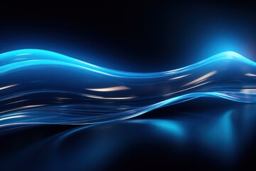 Dynamic High-Tech Abstraction with Luminous Lines and Swirling Elements in Vivid Glowing Blue Hues