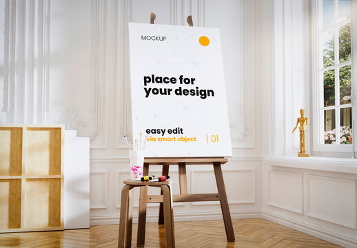Atelier Painter Stand Vertical Canvas Mockup