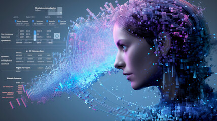 Data labeling for natural language generation, Blue-Purple Theme. Generative AI 