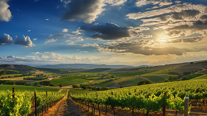 Fototapeta premium vineyard in autumn, Generative IA