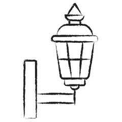 Fototapeta na wymiar Hand drawn street light bulb retro icon