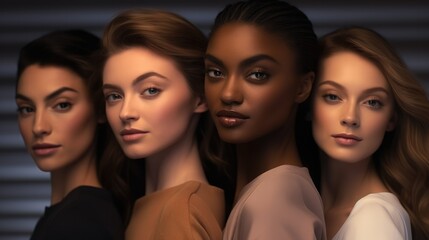 Obraz premium A diverse group of beautiful women fashion models, Portrait of many attractive female.
