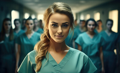 Fototapeta premium Doctor intern, Beautiful of a young nursing student standing in hospital, Medical concept.