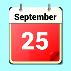 day on the calendar, vector image format, September 25.