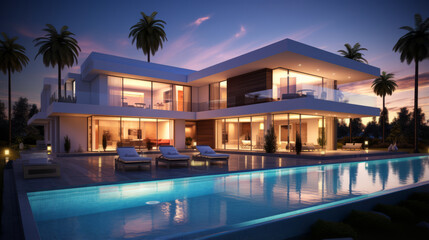 Fototapeta na wymiar A luxurious house with a stunning swimming