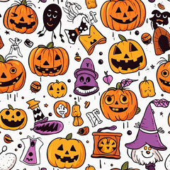Halloween in Cartoon object and character wallpaper Seamless background