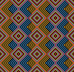 Diamond indigenous seamless pattern with colombian flag colors