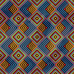 Beautiful diamond and zig zag art based on indigenous patterns with water color effect