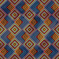 Foto op Canvas Beautiful diamond and zig zag art based on indigenous patterns with water color effect © Alejandro Bernal