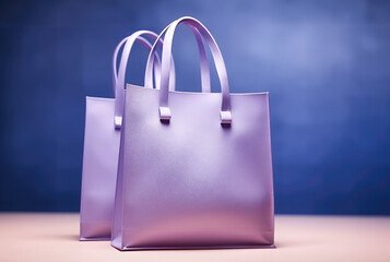 Purple shopping bags on dark purple background.