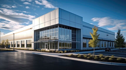Obraz premium Commercial office building, Logistic business transport warehouse station, Factory and transport.