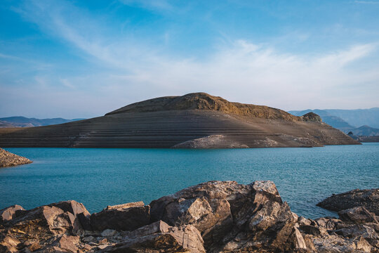 Chirkey reservoir in spring, Martian landscapes