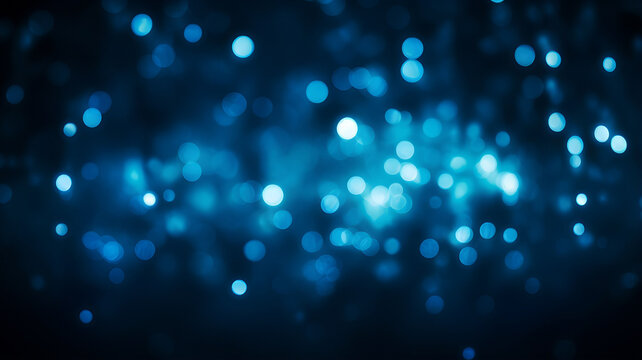 Blue bokeh, raining light, blurry lights, blurry background, blue confettis on a black background, underwater, night lights, city lights, haze, depth of field, round bokeh, circle bokeh