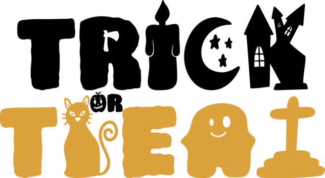 Trick or Treat Halloween Christmas digital files, svg, png, ai, pdf, 
ready for print, digital file, silhouette, cricut files, transfer file, tshirt print file, easy download and use. 