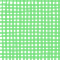 Green Gingham Check Hand Drawn Background