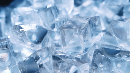 Crystalline cubes of ice tumbling in captivatingly slow motion their brilliant facets shimmering in the light.