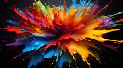 A vibrant explosion of colorful paint on