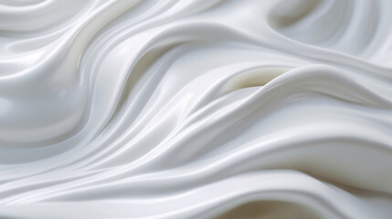 An abstract macro shot of a s dripping off excess sour cream the viscous motion of the liquid slowly ebbing away.