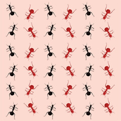 Seamless pattern background with ant insect icons Vector