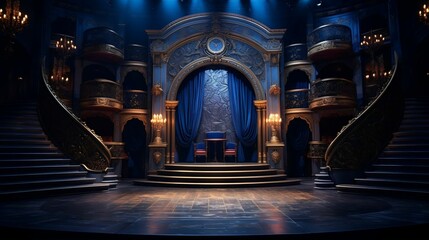 Theatrical stage with elaborate set design 
 - obrazy, fototapety, plakaty