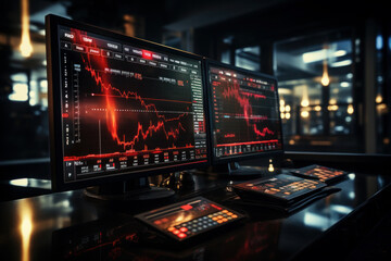 charts, graphs on screen, display. exchange trading. Data analysis, search optimization or SEO. glowing golden lines