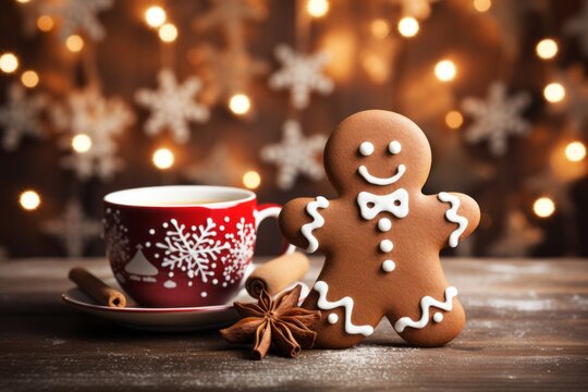 Christmas food, human shaped cookies. Preparing for a festive dinner. Merry christmas and happy new year concept.