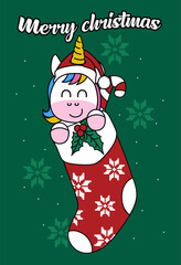 unicorn in christmas stocking