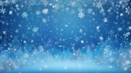 Fototapeta premium A winter landscape with snowflakes falling on