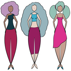 set of people. Digital Illustration 