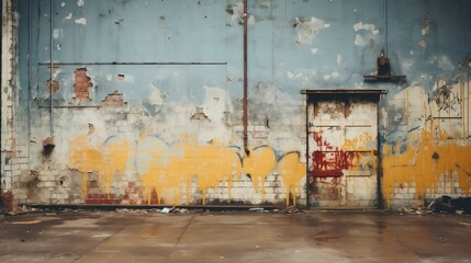 Abandoned building with peeling paint and graffiti.cool wallpaper	 - Powered by Adobe