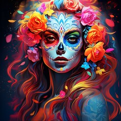 sugar skull dressed woman