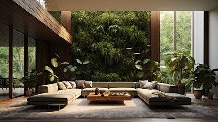 Fototapeta premium a contemporary indoor space with greenery