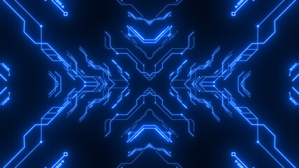 Travel through abstract technology digital tunnel.