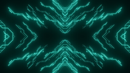 Travel through abstract technology digital tunnel.