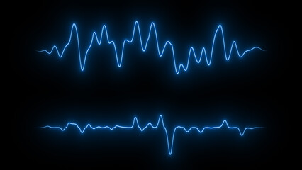 Sound wave line signal. Waveform audio spectrum. FUI, HUD element.