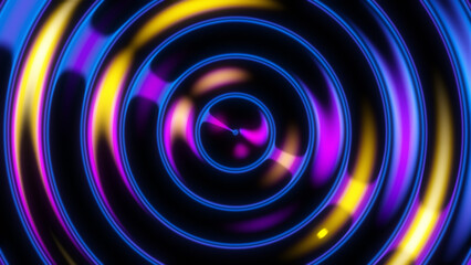 Futuristic iridescent holographic waves. Metallic foil background. Neon colors wavy surface