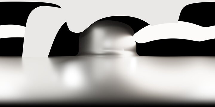 3D Illustration; Computer-generated imagery;  CGI modeling; HDRI; 360&ordm; view panoramic; lighting room interior studio Light Reflectors white floor.