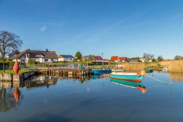 harbor at backwater in Zempin at the baltic sea in Usedom - obrazy, fototapety, plakaty