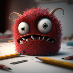 pencil and eraser monster