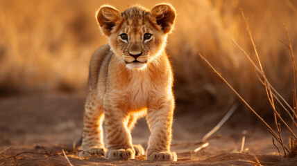 Fototapeta premium lion cub in the grass