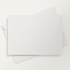 Rolgordijnen 5 x 7 inches white horizontal card mock up as a flatlay with envelope and copy space for the logo, text or design on a white background. 3D Rendering. © Andres