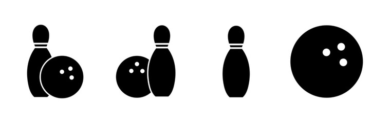 Bowling icon vector. Bowling ball and pin icon. Bowling pins with ball icon.