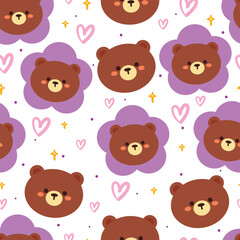 seamless pattern cartoon bears. cute animal wallpaper illustration for gift wrap paper