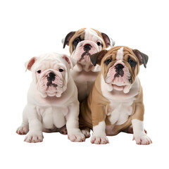 english bulldog puppies dog isolated on transparent  background