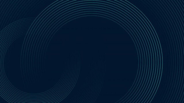 Glowing blue circular lines abstract geometric tech background. Seamless looping minimal motion design. Video animation Ultra HD 4K 3840x2160