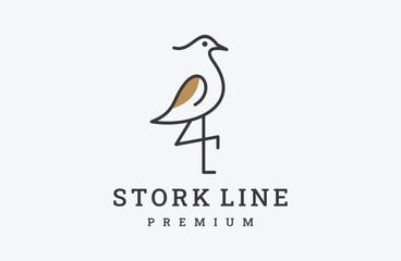 Stork bird logo icon symbol design line style .