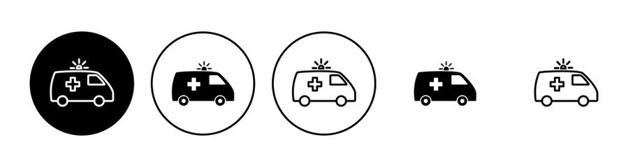 Ambulance icon set. ambulance truck icon vector. ambulance car