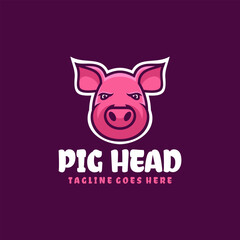 pig head mascot logo design